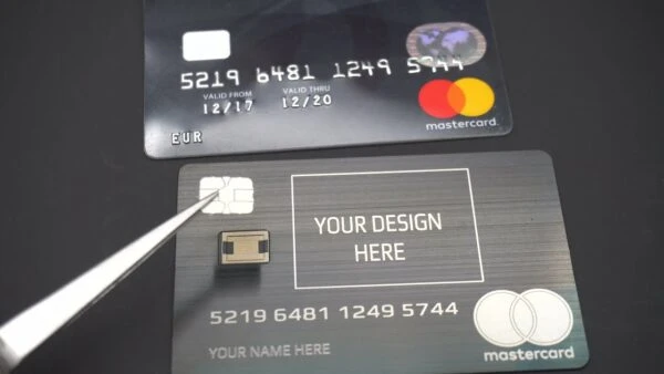 Custom metal credit card with NFC tap payment feature with procedure engrave