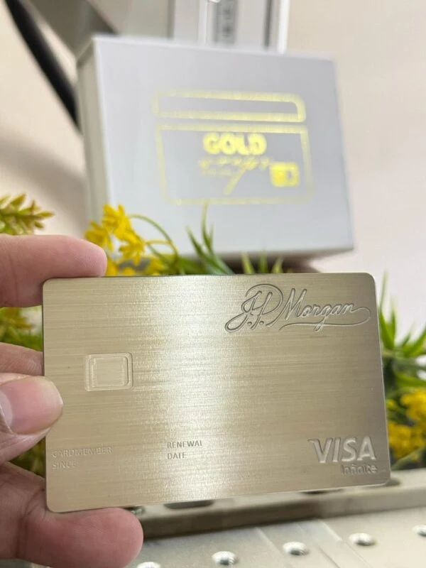 Recently completed Brown metal credit card with personalized engraving