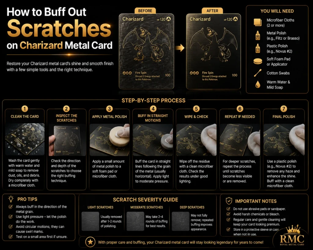 How to Buff Out Scratches on Charizard Metal Card
